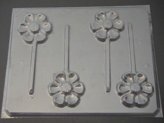 524 Retro Flower Chocolate or Hard Candy Lollipop Mold